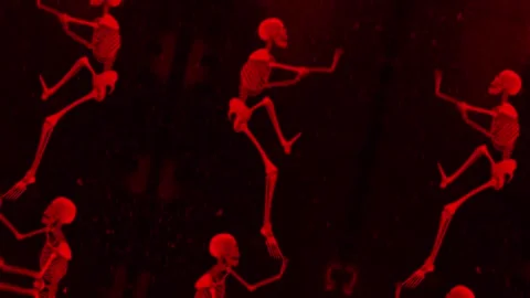 Crawling &amp; Climbing Skeletons Pattern Stock Footage 265083171