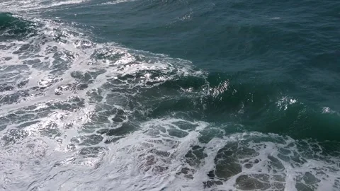 Crawling Sea Waves Over Foamy White Surface. Aerial Drone Shot Stock Footage 280043217