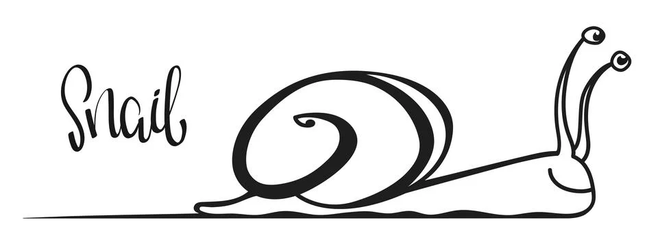 Crawling snail doodle vector illustration Stock Illustration