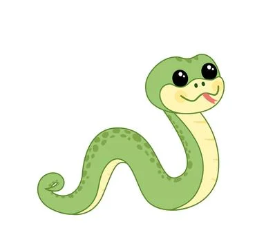 Crawling snake. Side view. Cute snake. Cartoon, vector. Stock Illustration