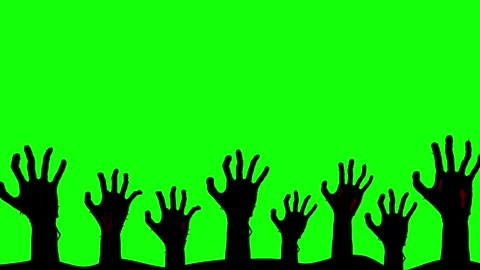 Crawling Zombie Hands from Below on Green Screen Stock Footage 314241712
