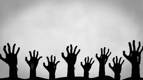 Crawling Zombie Hands from Below on White Background Stock Footage 314210912