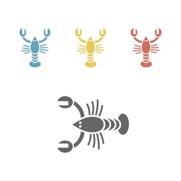 Crayfish crustaceans lobster crawfish flat icon Stock Illustration