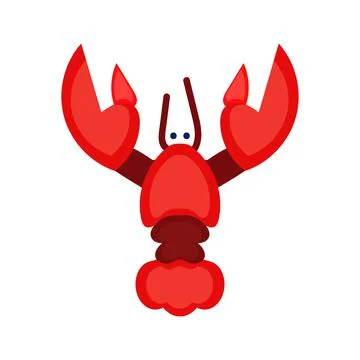Crayfish flat icon. Pictogram for web. Simple symbol isolated on white backgr Stock Illustration