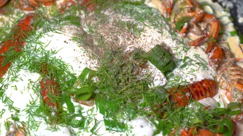 Crayfish fried in a frying pan Stock Footage 254687328