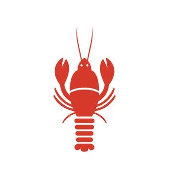 Crayfish Icon in Minimal Style Stock Illustration