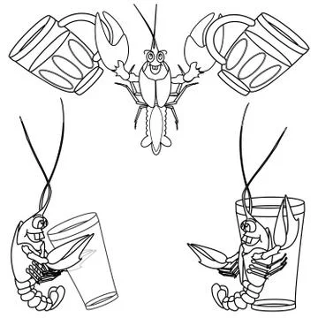 Crayfish isolated white background Stock Illustration