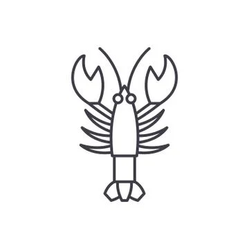 Crayfish line icon concept. Crayfish vector linear illustration, symbol, sign Stock Illustration