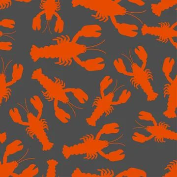 Crayfish pattern seamless. Sea animal with claws background. Baby fabric te.. Illustrazione stock