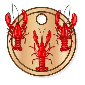 Crayfish set on dish vector illustration on a white background. Stock Illustration
