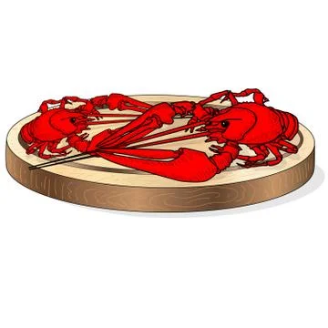 Crayfish set on dish vector illustration on a white background. Stock Illustration