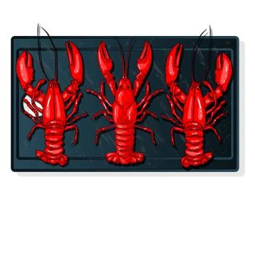 Crayfish set on dish vector illustration on a white background. Stock Illustration