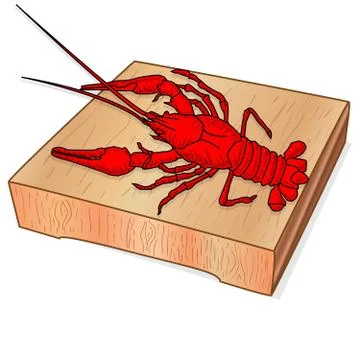 Crayfish set on dish vector illustration on a white background. Stock Illustration