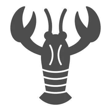 Crayfish solid icon. Crustacean vector illustration isolated on white. Lobster Stock Illustration