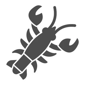 Crayfish solid icon, Fish market concept, lobster sign on white background Stock Illustration