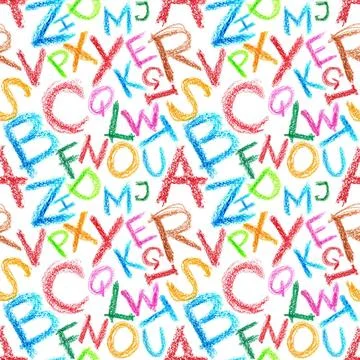 Crayon alphabet seamless Seamless pattern - Crayon alphabet over white bac... Foto stock
