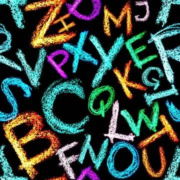 Crayon alphabet seamless Seamless pattern - Crayon alphabet over white bac... Stock Photos