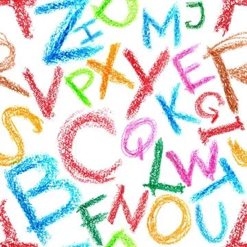 Crayon alphabet seamless Seamless pattern - Crayon alphabet over white bac... Foto stock