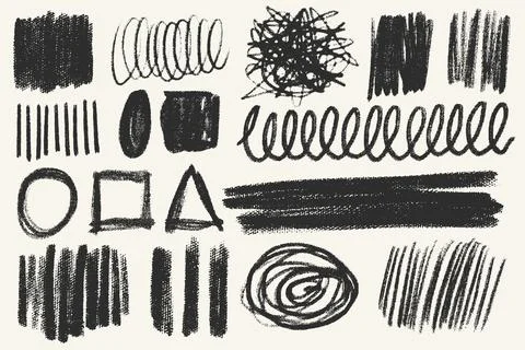 Crayon and Charcoal Scribble Stain Set Stock Illustration