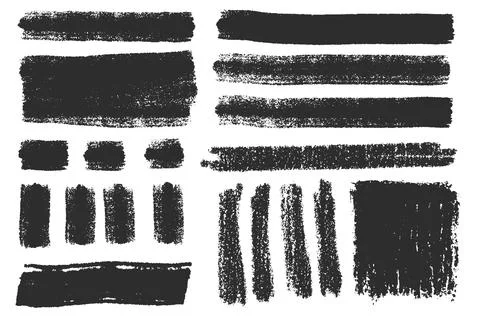 Crayon and Charcoal Strip Shape Set Stock Illustration
