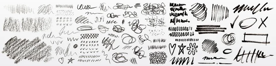 Crayon and ink scribble line collection イラスト素材