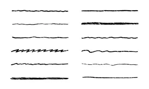 Crayon brush underline stroke set. Chalk mark brush line paint vector stroke Stock Illustration
