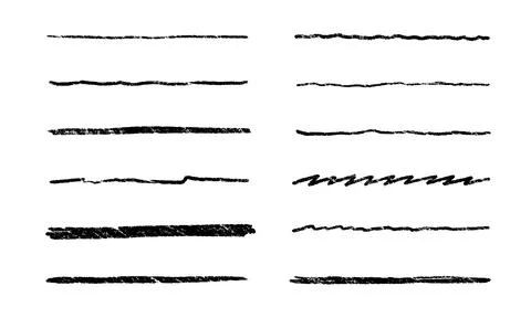 Crayon brush underline stroke set. Chalk mark brush line paint vector stroke Stock Illustration