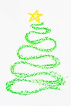 Crayon christmas tree Stock Photos