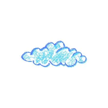 Crayon cloud icon like kid drawing in kindergarten. Painted with charcoal or wax Stock Illustration