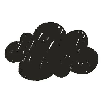 Crayon cloud shape, cartoon text box black silhouette chalk or charcoal texture Illustrazione stock