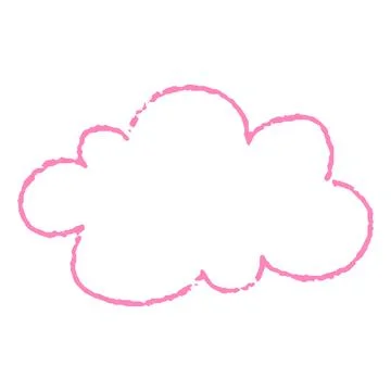 Crayon cloud shape, vector cartoon text box pink chalk texture silhouette 스톡 일러스트