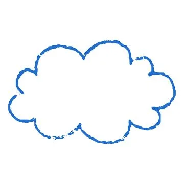 Crayon cloud shape, vector cartoon text box blue silhouette chalk texture 스톡 일러스트