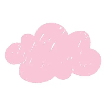 Crayon cloud shape, vector cartoon text box pink pastel color silhouette chalk Stock Illustration
