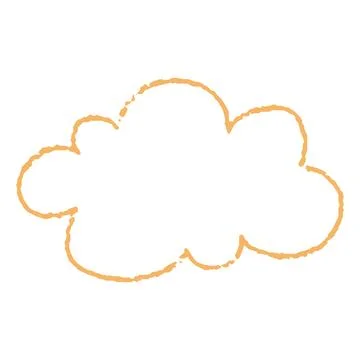 Crayon cloud shape, vector cartoon text box outline orange pastel color chalk Stock Illustration