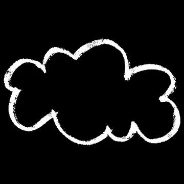 Crayon cloud shape, vector cartoon text box white silhouette chalk or charcoal 스톡 일러스트