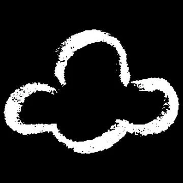 Crayon cloud shape, vector cartoon text box white silhouette chalk texture on Stock Illustration