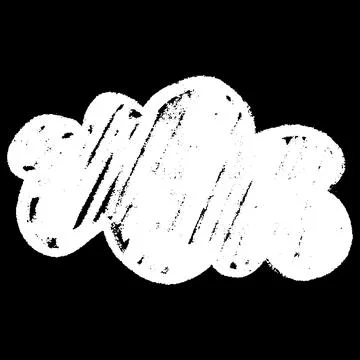 Crayon cloud shape, vector cartoon text box white silhouette chalk texture on Stock Illustration