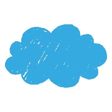 Crayon cloud shape, vector cartoon text box blue silhouette chalk texture 스톡 일러스트