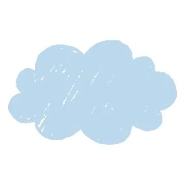 Crayon cloud shape, vector cartoon text box blue pastel color silhouette chalk Illustrazione stock