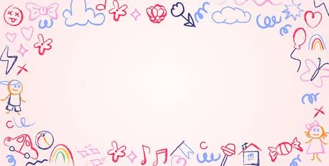 Crayon doodle frame for school Stock Illustration