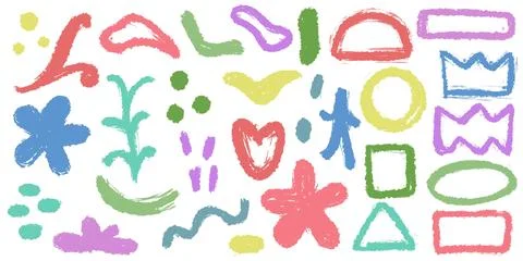Crayon doodle set of design elements Illustrazione stock