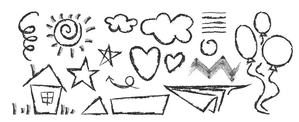 Crayon doodle shape collection Stock Illustration