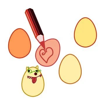 Crayon drawing easter eggs Stock Illustration