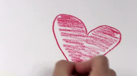 Crayon drawing HEART - HD Stock Footage 5416827
