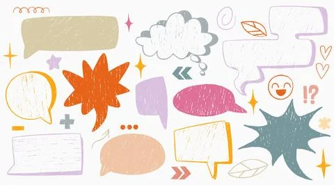 Crayon drawn speech bubble set Stock Illustration