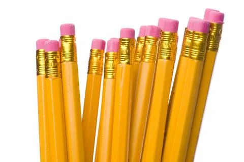 Crayon with eraser on white Stock Photos