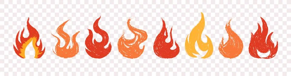 Crayon fire flame icon. Hand drawn vector illustration with red scribble st.. 스톡 일러스트