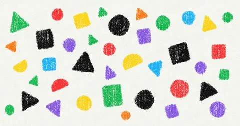 Crayon Geometric Patterns on Paper Stock Illustration