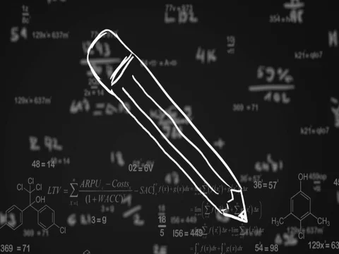 Crayon hand drawn formula black SD Stock Footage