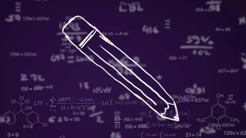 Crayon hand drawn formula purple Stock Footage